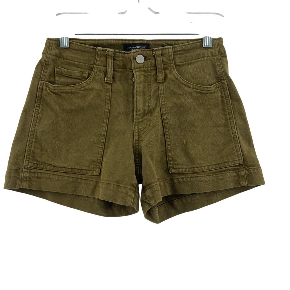 Banana Republic Mid Rise Brown Women's Military Shorts Cotton Size 26 Preowned